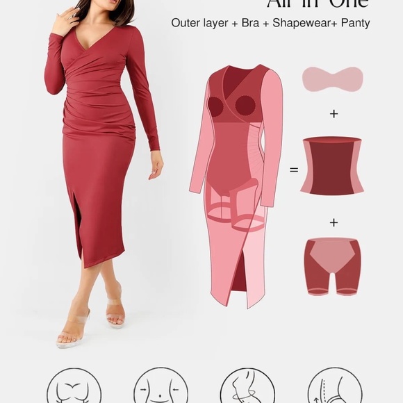 Chic Black Wrap Midi Dress - Picture 4 of 6